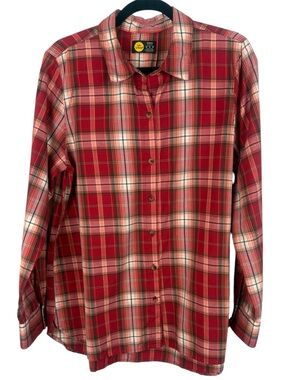 Life is Good Women’s Cotton Classic Fit Plaid Button Down Medium Shirt
